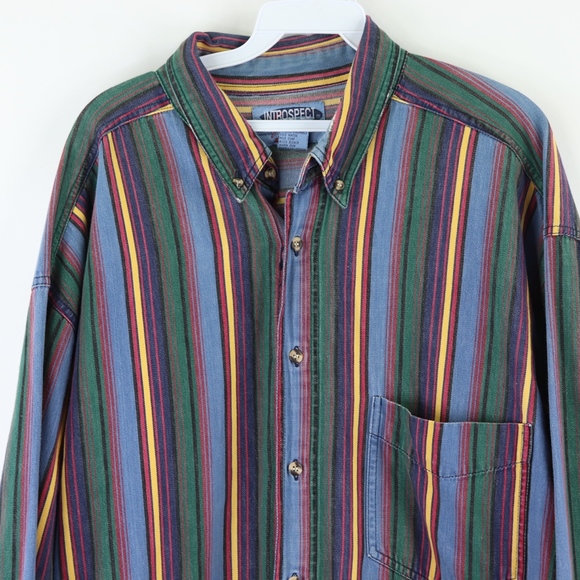 90s Streetwear Mens XL Multi-Color Striped Shirt - Picture 2 of 8